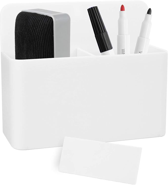White Magnetic Pencil Cup, White Locker Organizer, Pencil Storage Cup with Strong Magnet, Marker/Pen Basket for Whiteboard, Refrigerator, Locker Accessories, School and Office Supplies