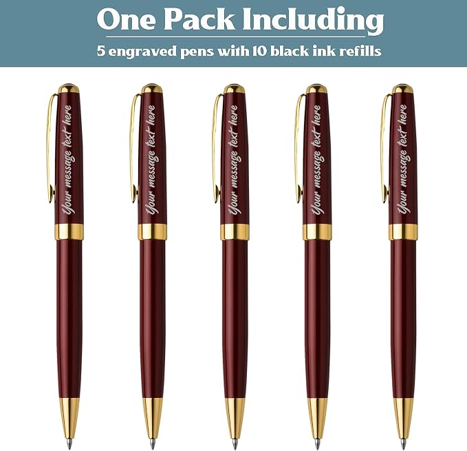 Ancolo Personalized Office Gift Pens Writing Set-Stainless Steel Fancy pens Custom with Your Name or Message, Perfect for Coworker/Friends/Manager/Lawyer/Professor 5PCS/Pack