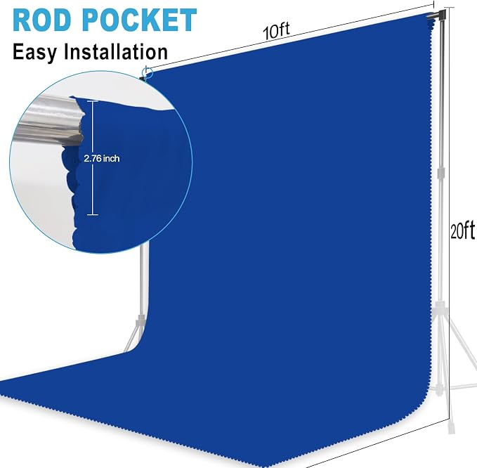 Royal Blue Backdrop for Photoshoot, Professional Photo Backdrop Background Curtain for Product Photography, Portraits, Wedding, Party, Live Streaming Video Recording 10X20 FT