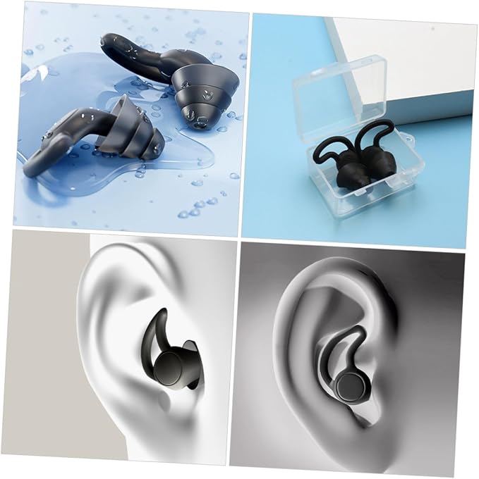 2pcs Noise Cancelling Silicone and Work Musician Soft Soundproof Protection for Noise Reduction Portable Black for Rest and Focus