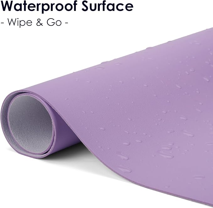 Leather Desk Pad Protector, Waterproof Mouse Pad, PU Desk Mat, Office Desk Cover, Desk Writing Mat for Office/Home/Work/Cubicle (Purple) 23.6x13.7 in