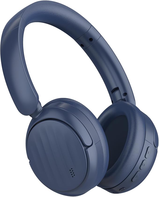 Bluetooth Headphones with Active Noise Cancelling (ANC), Wireless Over Ear Bluetooth Headsets with 35H Playtime, HiFi Stereo Foldable Headphones with Foam Ear Cups for Sports, Travel, Blue