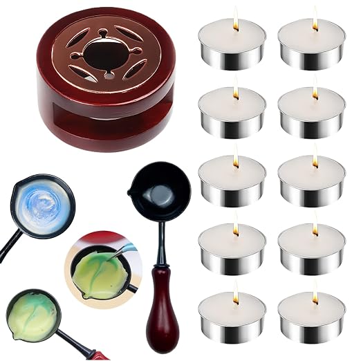 Wax Seal Warmer, ONWINPOR 400pcs Pearl White Sealing Wax Beads Kit with Warmer, Non-Slip Spoon, Candles for Envelopes, Stamp Letter Seal, Wedding Invitations (Pearl White)
