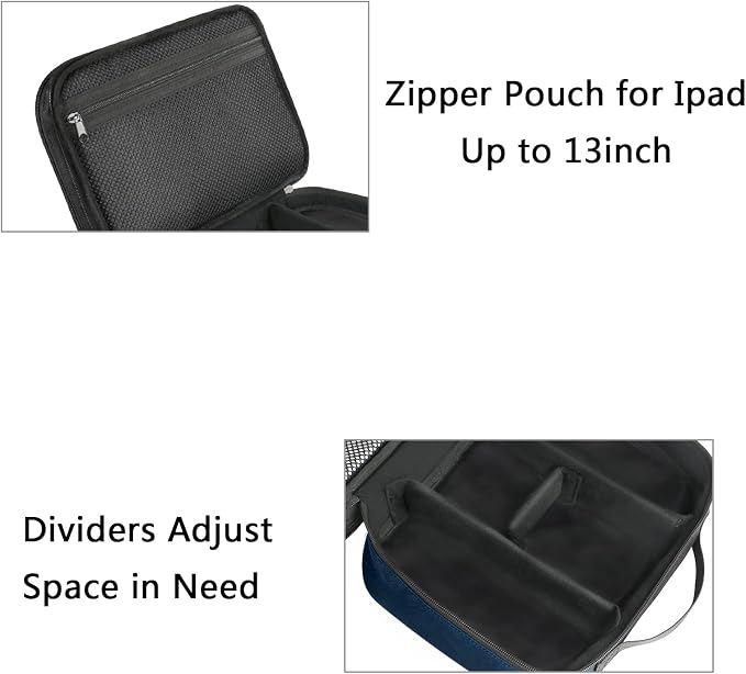 MATEIN Cord Organizer Travel for Men, Large Travel Accessories Changer Case for Cables, Cell Phone and Tablet (Up to 12.9inch), Portable Double Layers Cable Organizer Box, Navy Blue, Tech Gifts