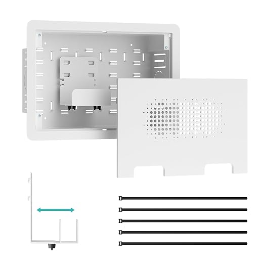 9" in-Wall Media Box Recessed Outlet Cable Management Kit | Structured Media Enclosure, One Connect & Network Switches, Fits Fire TV Stick Samsung, Recessed In-Wall Design
