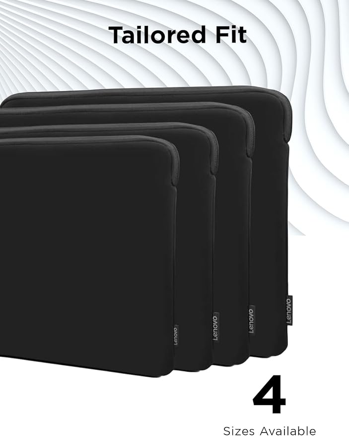 Lenovo Basic Laptop Sleeve 13 Inch Notebook/Tablet Compatible with MacBook Air/Pro Neoprene Material - Soft Fleece Lining - Zippered Top Opening - Black