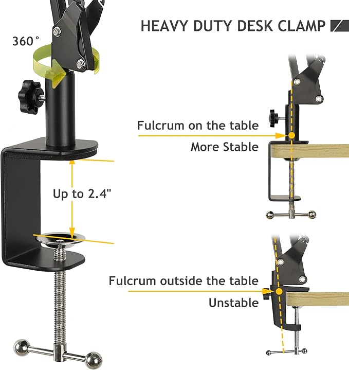 Audio Technica AT2020 Mic Stand, AT2020 Mic Boom Arm Suspension Scissor Stand with Shock Mount, Pop Filter, Upgraded Heavy Duty Clamp for AT2020 AT2020USB+ AT2035 Condenser Studio Mic
