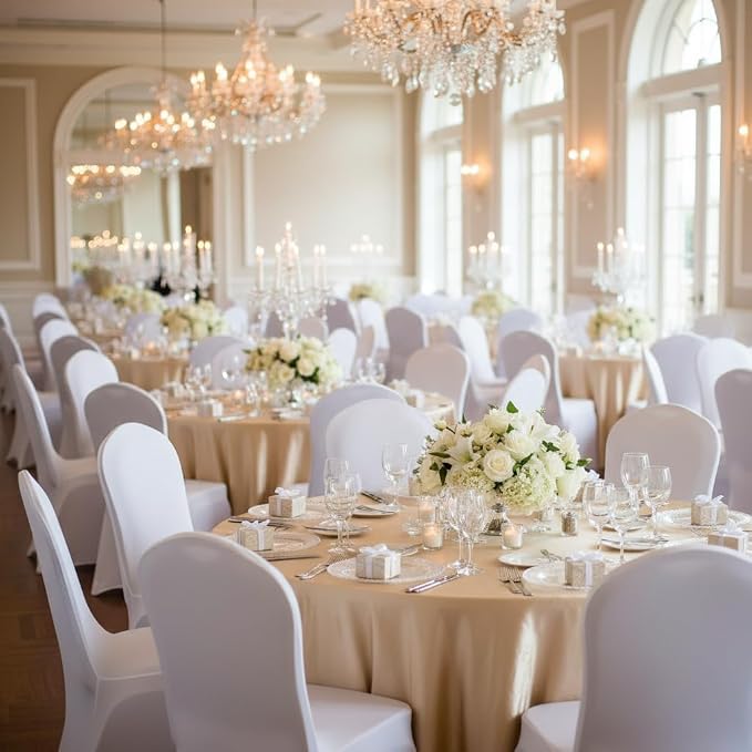 Stretch Spandex Dining Chair Cover Covers Slicovers for Wedding Banquet Dining Room (White)
