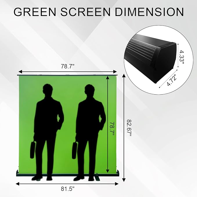LIHONG(78.7"x78.7"Large Fabric) Pop Up Green Screen Collapsible Chroma Key Backdrop,Portable Retractable Photo Background for Tiktok Video,Live Game,Pull-up&Down Style