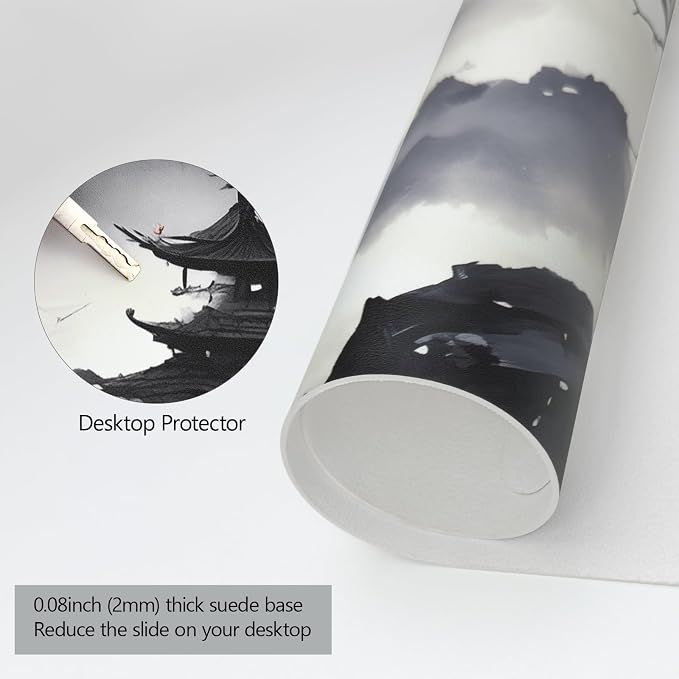 Japanese Mouse Pad, Large Japanese Desk Mat, Leather Desk Pad, Waterproof Keyboard Mat, Non-Slip Computer Mat, Keyboard and Mouse Pad for Office Decor (31.5"x15.7")