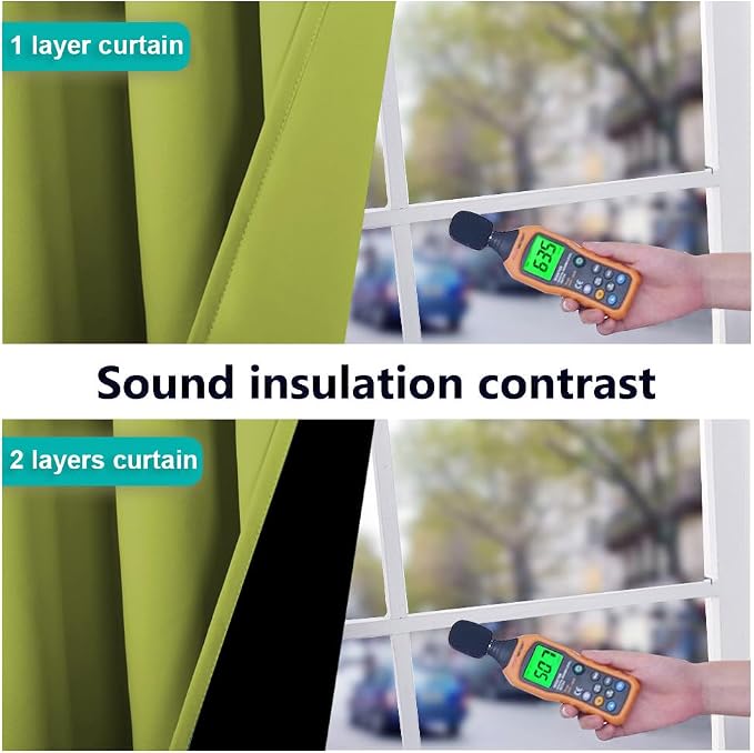 NICETOWN 100% Blackout Window Curtain Panels, Fresh Green, 2 Pieces, 52-inch Wide Per Panel, Full Light Blocking Drapes with Black Liner for Nursery, 72-inch Drop Thermal Insulated Draperies