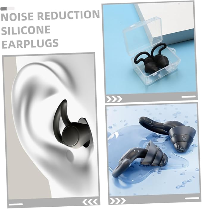 GALPADA 2pcs Silicone Noise Cancelling for Sleeping and Work Comfortable Secure Fit Noise Reduction Portable Black for Study Rest and Focus
