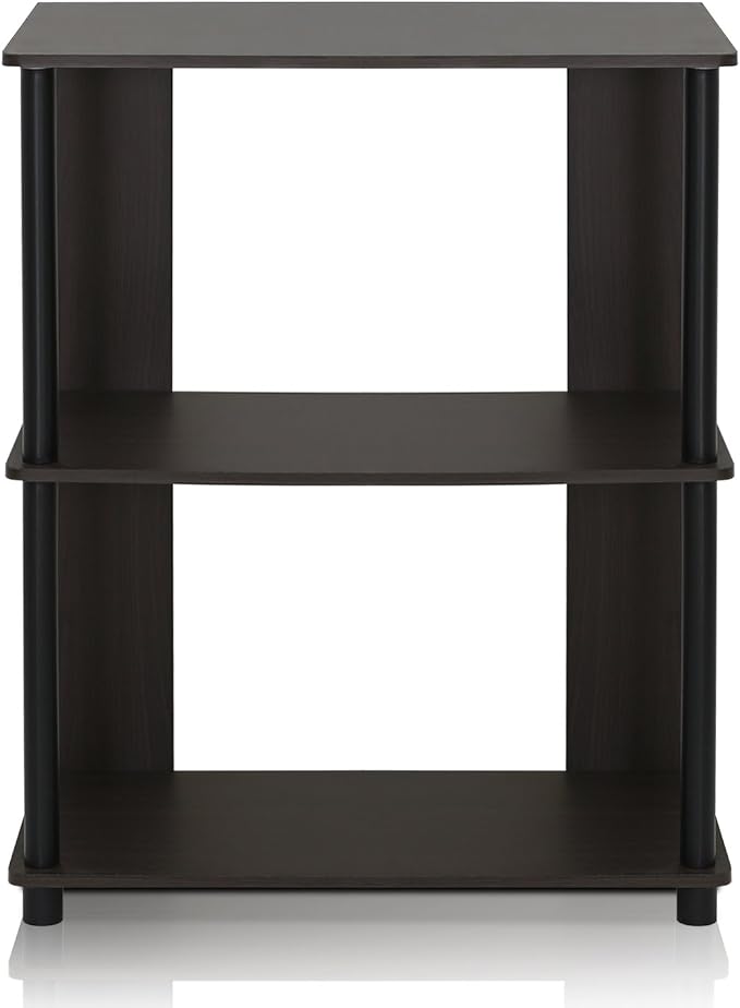 Furinno JAYA Simple Design 3-Tier Bookcase / Bookshelf / Display Rack, Plastic Tubes, Walnut | 11.6 x 23.6 x 30, Storage Shelves, Shelving Unit, for Organization and Storage, Living Room, Garage, Home Office
