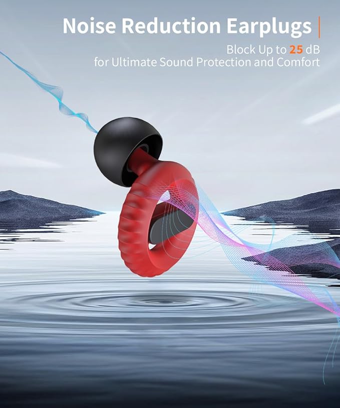 Ear Plugs for Sleeping Noise Cancelling EarPlugs Reusable Ear Protection for Musicians,Rave,Focus,Moto and Sleep 25dB Silicone Earplugs Noise Reduction 8 Pair Ear Tips (XS/S/M/L) Red-Black