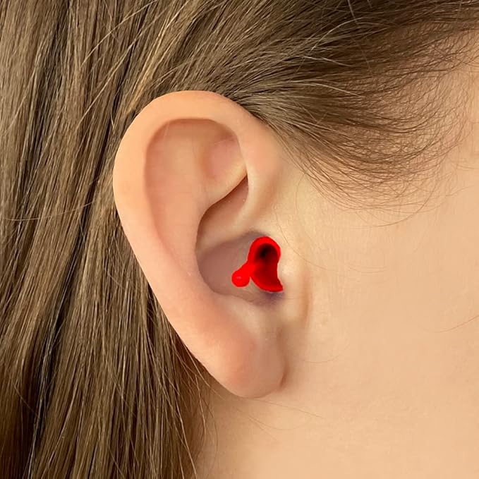 Flare Calmer Kids | Ear Plugs Alternative | Daily Noise Relief | Sound Sensitivity | Stress Relief | No Muffling | Improve Wellbeing | Comfy, Reusable, Soft Silicone Earplugs | Earplugs | Red