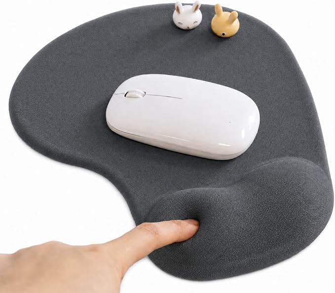 Office Mousepad with Gel Wrist Support - Ergonomic Gaming Desktop Mouse Pad Wrist Rest - Design Gamepad Mat Rubber Base for Laptop Computer -Silicone Non-Slip Special-Textured Surface (09Dark Grey)