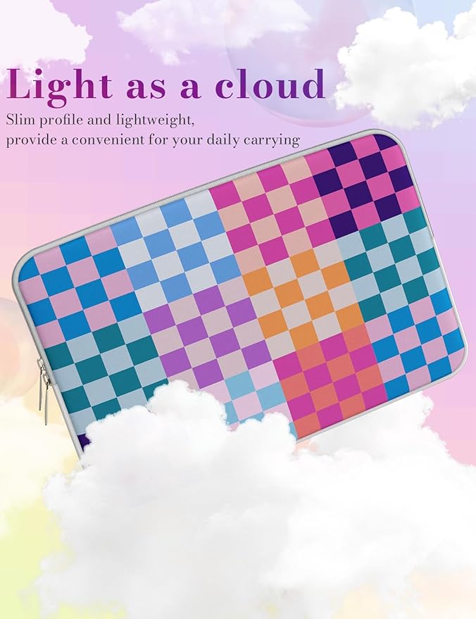 iCasso Laptop Sleeve 13 inch for MacBook Air 13-13.6 inch,Laptop case for MacBook Neo/Pro 13 inch, Slim Protective Travel Carrying Case Sleeve for 14 inch Chromebook,HP,Dell, Dopamine Checkerboard