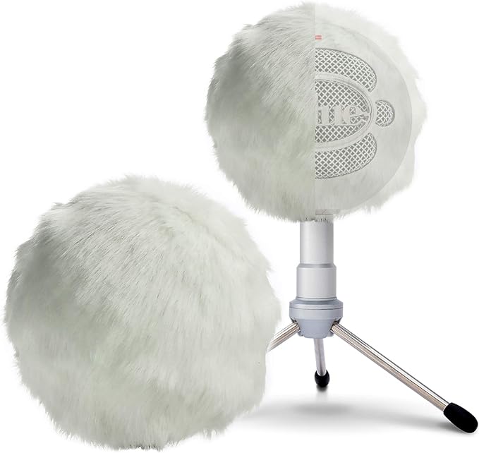 Blue Snowball Furry Windscreen Cover Muff - Professional Snowball ICE Mic Foam Wind Cover Windshield Pop Filter for Recordings, Broadcasting, Singing by Sunmon （White）