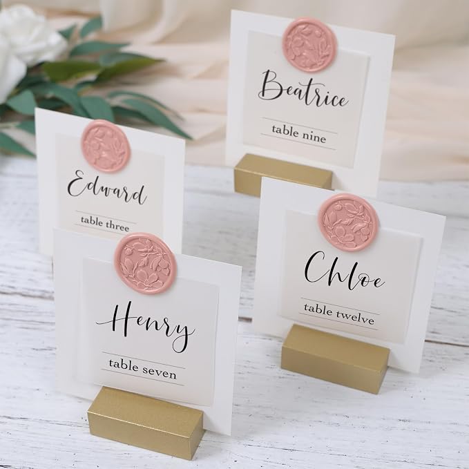 UNIQOOO Wax Seal Stickers - 3D Magnolia Wedding Invitation Envelope Botanical Seal Stickers, 50 Pcs Self- Adhesive Dusty Rose Stickers, Perfect for Invitation, Christmas, Gift Wrapping, Party