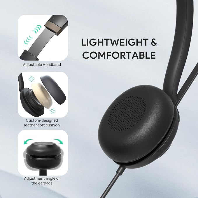 Yealink USB Wired Mono Headset,UH37 Computer Headset with Noise Cancelling Microphone,USB-A/C Call Center Headset for Teams,Zoom,Computer PC Laptop