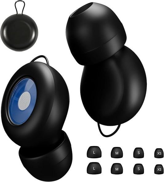 Silicone Ear Plugs for Sleeping Noise Cancelling, 28dB SNR Reusable Earplugs for Sleeping with 8 Ear Tips Concert Ear Plugs, Travel, Work, Motorcycle & Hearing Protection with Case (Black)