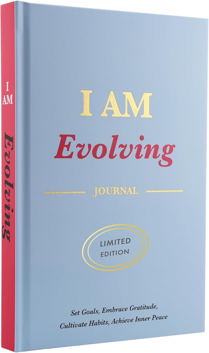 Daily Gratitude, Goal Setting & Habit Tracker Journal for Women & Men with 9-Point Emotional Wellness Scale — iAmEvolving™ 288-Page Hardcover Personal Growth Planner (Columbia Blue Cover)