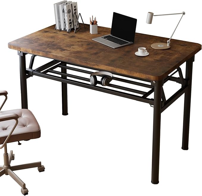 Folding Desk, 31.5" Foldable Desk for Small Spaces - Space Saving Folding Computer Desk, Portable Compact Design for Home Office, Bedroom, Dorm & Apartment, No Assembly Required