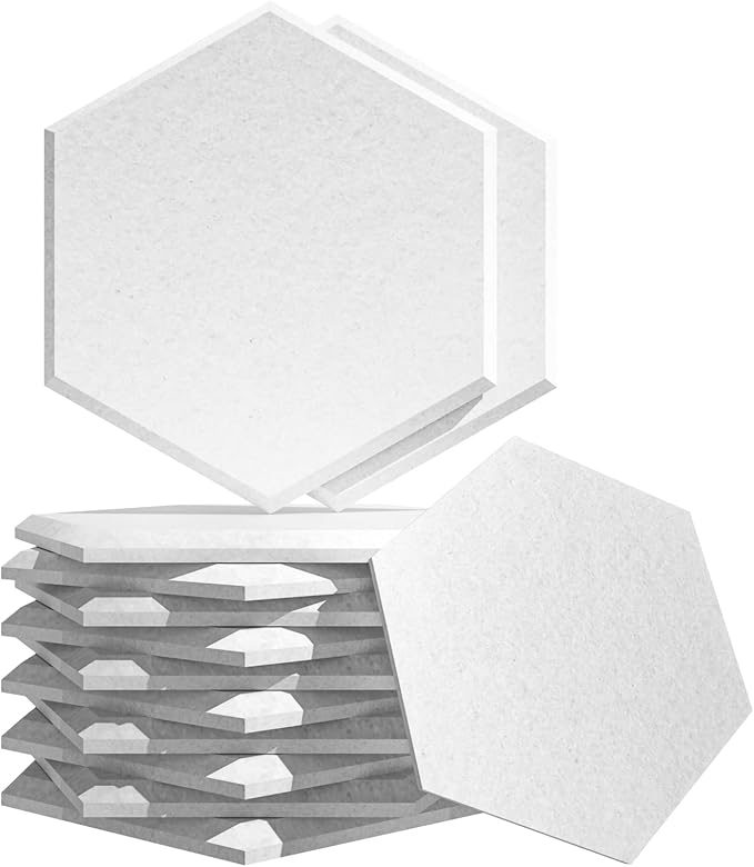 15 Pack Hexagon Sound Proof Foam Panels for Walls, Acoustic Panels 12" x 11" x 0.35" High Density Sound Absorbing Panels, Noise Reduction Foam for Home Studio, Office, Gaming Room & Theater