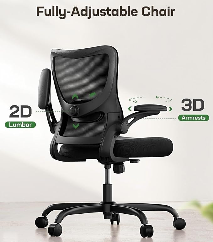 Marsail Ergonomic Office Chair Desk Chair with 3D PU Armrests and Adjustable Lumbar Support Breathable Mesh Chair Executive Rolling Swivel Comfy Task Chair for Home Office Gaming，Pack of 20