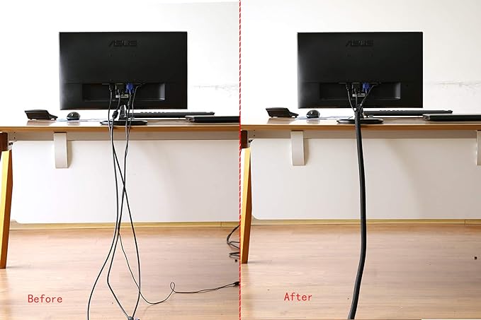 Alex Tech 25ft - 1.25 inch Cord Protector Wire Loom Tubing Cable Sleeve Split Sleeving for USB Cable Power Cord Audio Video Cable – Protect Cat from Chewing Cords - Black