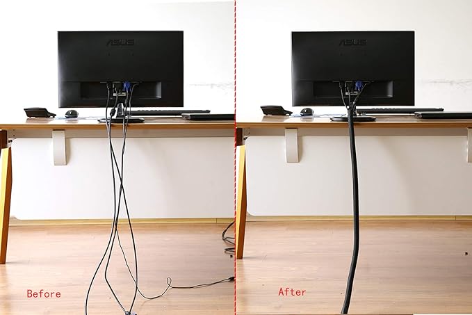 Alex Tech 6.6ft - 1.5 inch Cord Protector Wire Loom Tubing Cable Sleeve Split Sleeving for USB Cable Power Cord Audio Video Cable - Protect Cat from Chewing Cords - Black