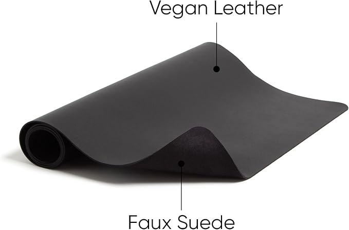 Smead Desk Pad, Vegan Leather Desk Mat with Non-Slip Faux Suede Backing, Perfect Desk Organizer for Office Decor, 23.6” x 13.7” Small, Charcoal (64838)