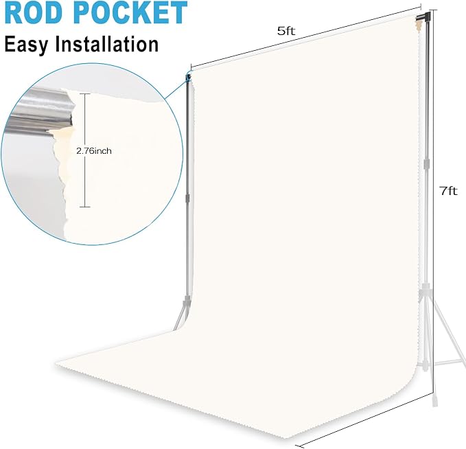 Ivory Backdrop for Photoshoot Professional Photo Backdrop Background Curtain for Product Photography Portraits Wedding Party Live Streaming Video Recording 5X7 FT