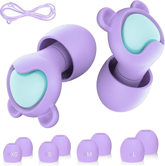 Kids Ear Plugs (6-12 yrs) - Reusable Noise Relief Earplugs for Focus, Travel, Concerts, Socializing, Sports Events, Noise Sensitivity - 8 Ear Tips in XS/S/M/L,PLGN