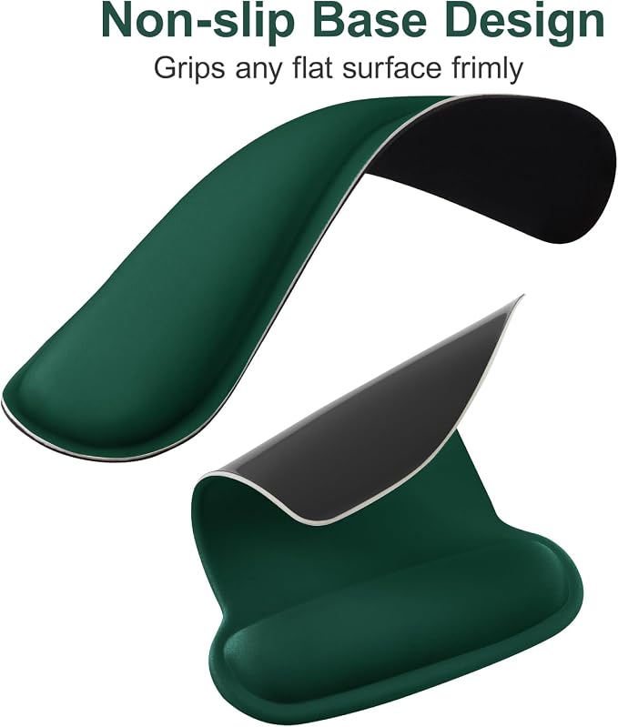 MOSISO Wrist Rest Support for Mouse Pad & Keyboard Set, Ergonomic Mousepad Non-Slip Base Home/Office Pain Relief & Easy Typing Cushion with Neoprene Cloth & Raised Memory Foam, Peacock Green