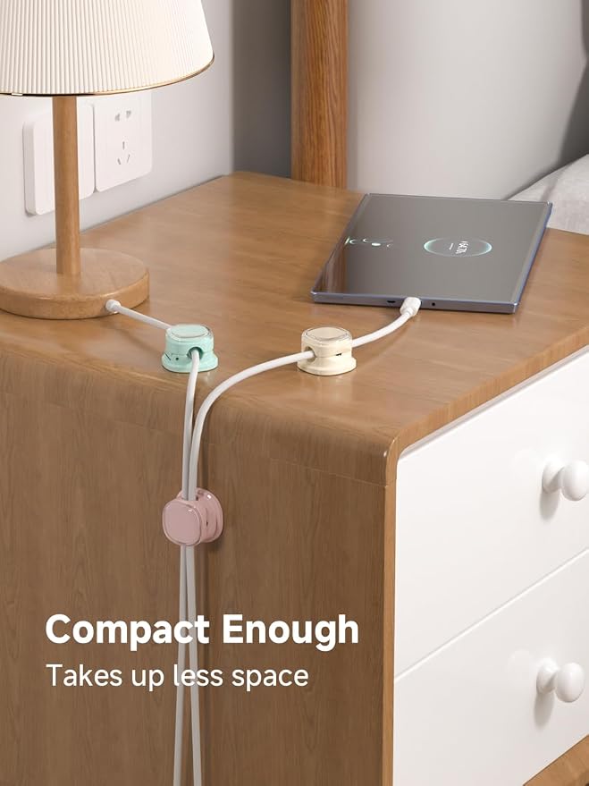 Magnetic Cable Clips, Adjustable Cord Holder Management, Adhesive Wire Keeper Organizer for Home Office Desk Phone PC Car Wall Desktop Nightstand Appliance (9-PCS Purple_Apricot_Cyan)