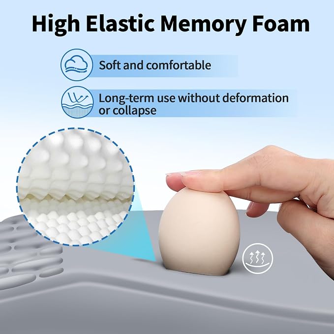 YIWEI Ergonomic Mouse Pad with Wrist Rest - Comfortable Office Mousepad with Memory Foam Wrist Support for Carpal Tunnel Relief, Mouse Pads with Non-Slip Base for Gaming and Home (Light Gray)