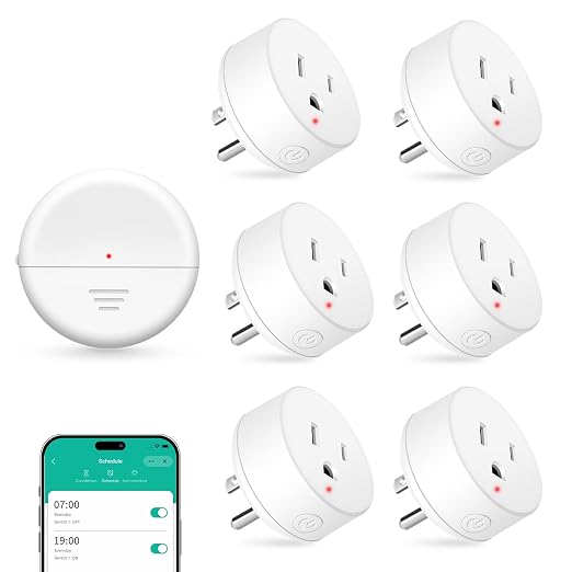 NineLeaf Wireless Motion Sensor WiFi Outlet 260FT Remote Smart Switch | App Control, Adjustable Sensing Mode, WIFI Auto Control Lights Fan Appliances, No Wiring,Garage,1Sensor 6Plugs
