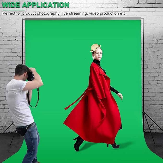Aimosen 10 X 7 FT Green Screen Backdrop for Photography, Chromakey Virtual GreenScreen Background Sheet for Zoom Meeting, Cloth Fabric Curtain for Party Decor Video Studio Calls Streaming Gaming Photo