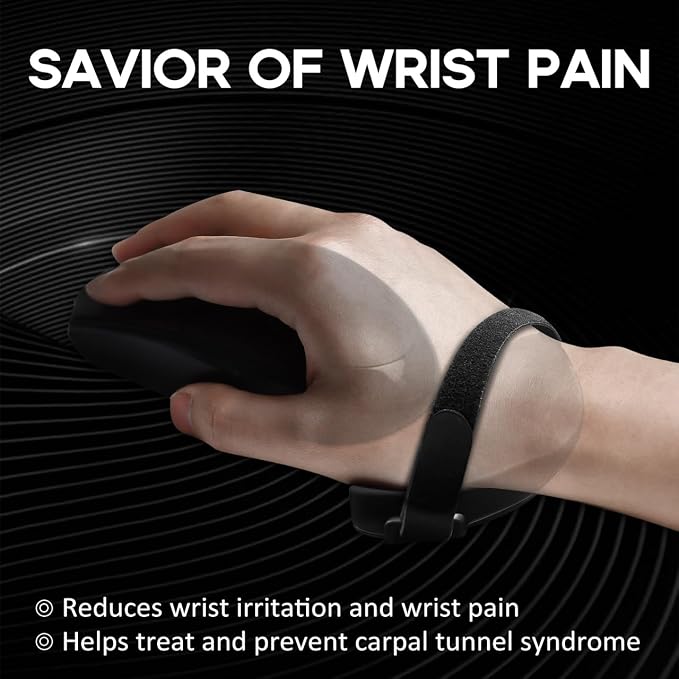 JIKIOU Advanced Ergonomic Right-Handed Gaming Wrist Rest for Mouse 2 Pack | Superior Support for Serious Gamers - Anti-Fatigue, Smooth Glide with the Adjustable Removable & Comfortable Strap, Black