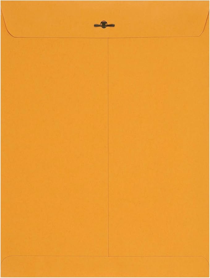 Amazon Basics Clasp Kraft Envelopes for Documents, Gummed Mailing Envelope, 9" x 12", 100-Pack