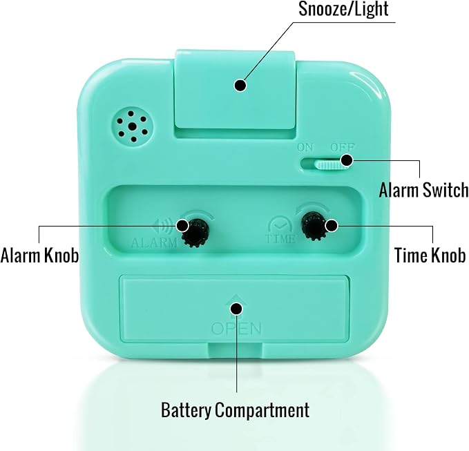 Lamisola Small Battery Operated Analog Alarm Clock, Travel Clock, Quieter Bedside Clocks for Bedrooms Bathroom Shelf Desk, Green