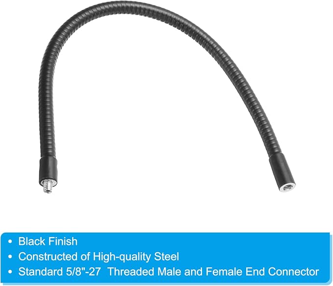 PATIKIL 16" Gooseneck, 2 Pcs 1/4"-20 Female to Male Thread Metal Universal Hose Flexible Arm Gooseneck Tube Extension Holder for Action Camera, Phone, Microphone, Black