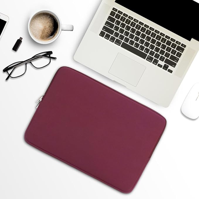 RAINYEAR Laptop Sleeve Case Compatible with 13.3 Inch Notebook Computer Tablet Chromebook 14" MacBook Pro/Max M1 M2 M3 M4 M5 Soft Cover Protective Case Zipper Carrying Bag (Red)