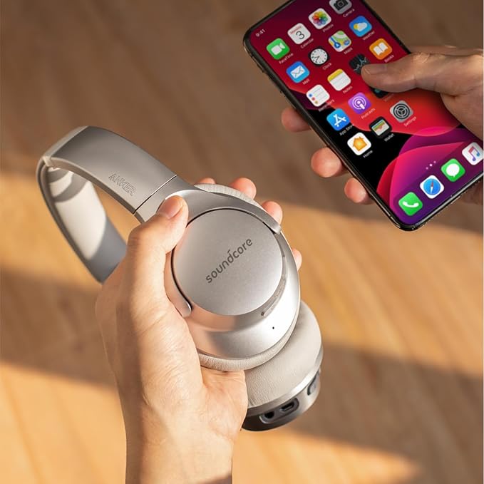 Soundcore Anker Life Q20 Hybrid Active Noise Cancelling Headphones, Wireless Over Ear Bluetooth Headphones, 60H Playtime, Hi-Res Audio, Deep Bass, Memory Foam Ear Cups, Travel, Office, Micro Charging