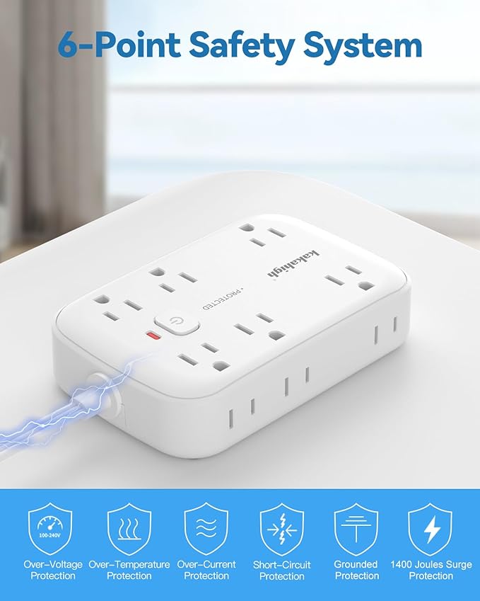 Extension Cord with Outlet Cover & Multi USB- 5 FT, Ultra Thin Plug Concealer with Cord & 12AC Outlet 6 USB (24W/4.8A), Charging Station for Multiple Devices, for Behind Wall Furniture Couch Sofa TV