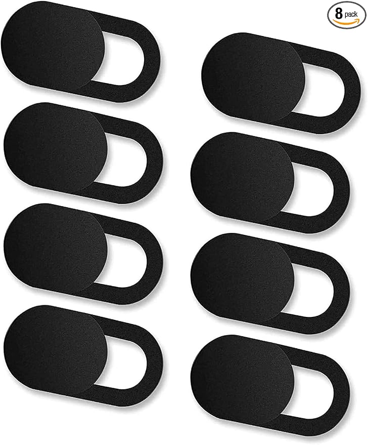8 Pack Webcam Cover Slide - 0.027in Ultra Thin Camera Privacy Cover for Laptop, Desktop, PC, MacBook Pro, iMac, Mac Mini, Smartphone - Strong Adhesive, Black - Protect Your Privacy & Security
