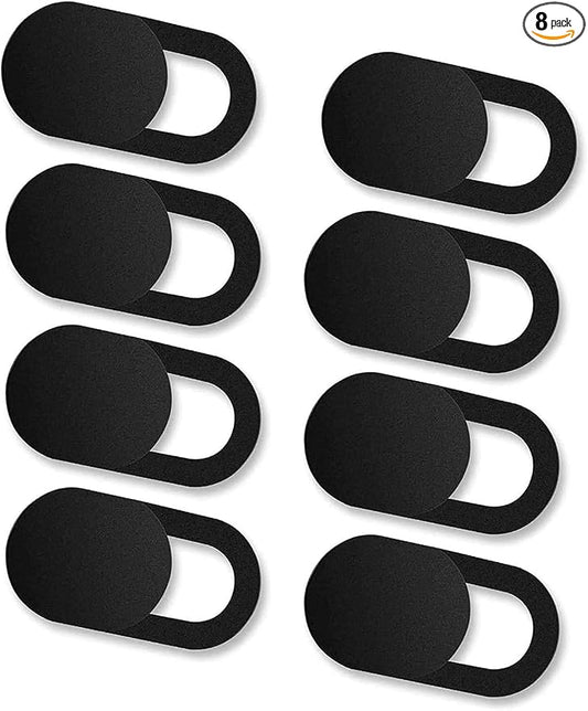 8 Pack Webcam Cover Slide - 0.027in Ultra Thin Camera Privacy Cover for Laptop, Desktop, PC, MacBook Pro, iMac, Mac Mini, Smartphone - Strong Adhesive, Black - Protect Your Privacy & Security