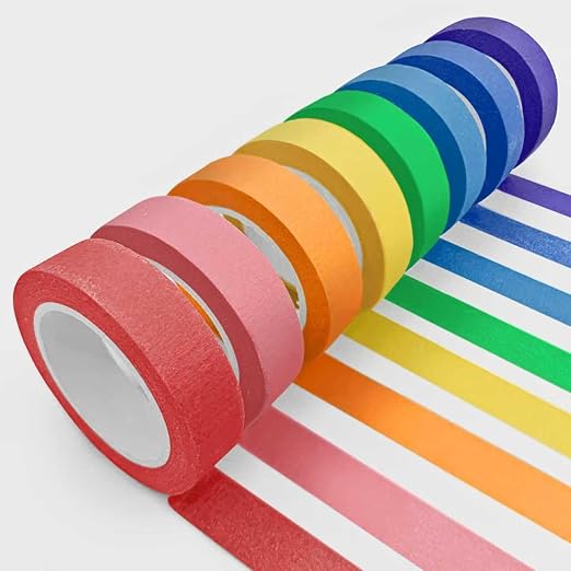 UMETDO 8PCS Colored Masking Tape - Painters Tape, Rainbow Colors Rolls, Kids Art Supplies, Great for Crafts, Labeling, DIY Decorative, 1/2 Inch Masking Tape- Tiny Size