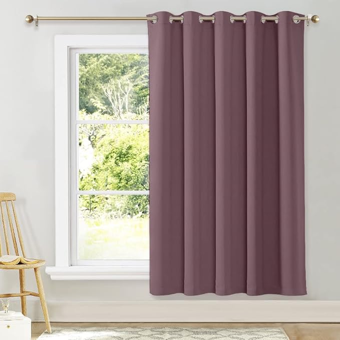 NICETOWN Bedroom Window Blackout Curtain Panel, Dry Rose, 1 Panel, 70 x 72 inch,Thermal Insulated Blackout Drape/Drapery for Loft, Guestroom